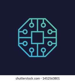 Octagon tech line logo vector