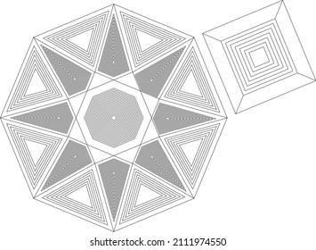 Octagon Tile With An Optical Volume Inside With A Connecting Figure Square