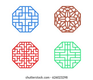Octagon window frame in Chinese style, vector