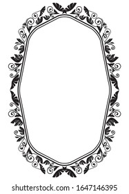 Octagonal antique ornament borders, calligraphic illustrations, black and white vector data