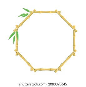 Octagonal Bamboo frame. Wooden board for text, vector object isolated on white background