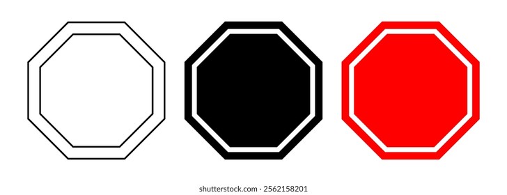 octagonal blank stop sign set