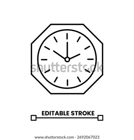 octagonal clock editable stroke line icon vector illustration