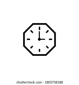 Octagonal Clock Icon. Three Oclock Sign