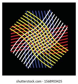 octagonal colorful patterns made of curved lines. octahedron symbol vector