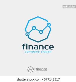 Octagonal Finance Logo. Modern Eye Catching Logo With Blue Color