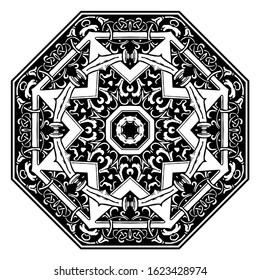 octagonal floral ornate vector object
