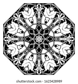 octagonal floral ornate vector object