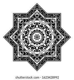 octagonal floral ornate vector object