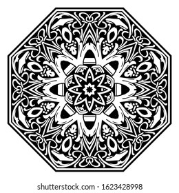 octagonal floral ornate vector object