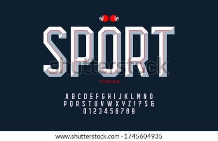 Octagonal font and alphabet, a set of 3D beveled letters and numbers. Vector illustration.