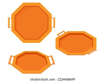 Octagonal food trays.Trays for carrying food and serving in fast food establishments and cafeterias .Vector illustration.