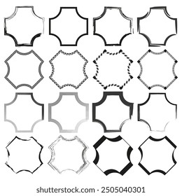 Octagonal frame collection. Geometric border variations. Abstract vector shapes. Decorative outline set.