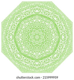 Octagonal green ornament on a white background