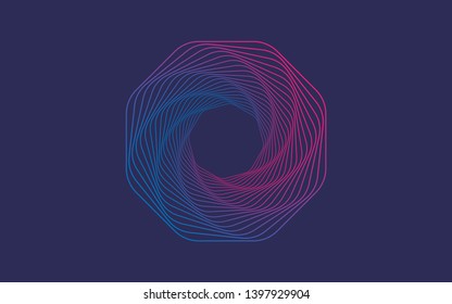 Octagonal Linear Symbol Design In Blue Tones. Modern Vector Illustration Without Transparency