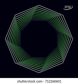 Octagonal Linear Symbol Design in Green Tones. Modern Vector illustration without Transparency. 