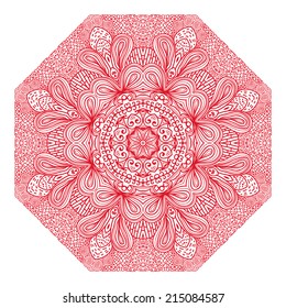 Octagonal red ornament on a white background