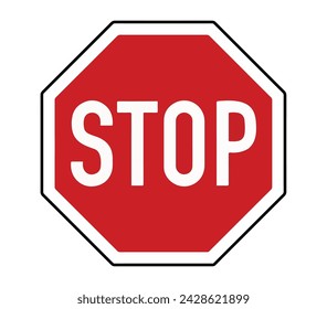 Octagonal red stop sign isolated on white background stop sign vector template