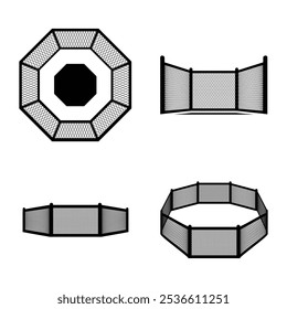 octagonal ring fighter icon illustration design