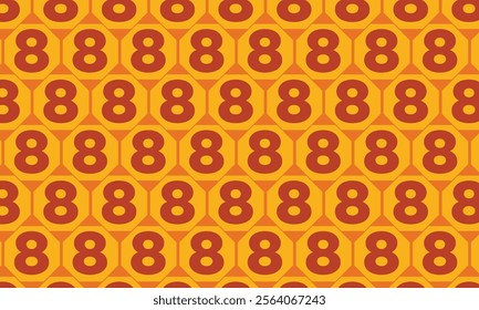 Octagonal seamless geometric pattern with number eight inside. Perfect for printing, design backgrounds, wallpaper and tiles.
