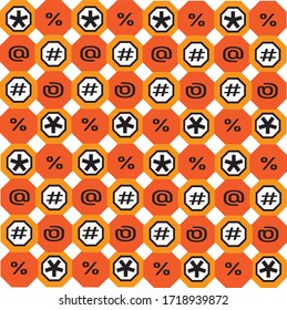 octagonal seamless pattern with symbols