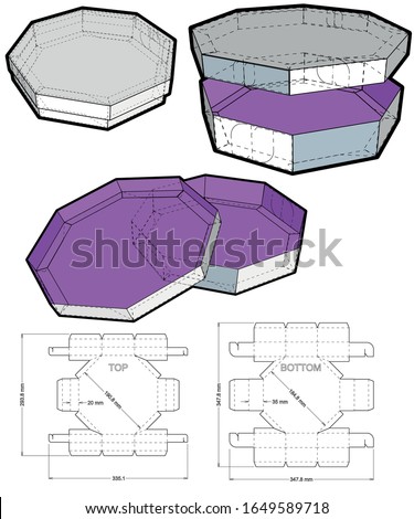 Octagonal self assembly packaging and Die-cut Pattern. The .eps file is full scale and fully functional. Prepared for real cardboard production.