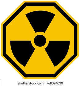 Octagonal Shape Radioactive Sign, Vector Illustration. 