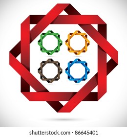 Octagonal star icon with different colors set, easy to use as frame.