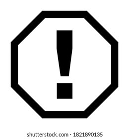 Señal de advertencia o de atención octagonal con signo de exclamación. Imagen vectorial.