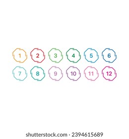 octagons and numbers 1-12. 1-12 math numbers. twelve step numbers for business, education world