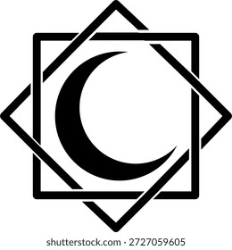 Oktagramm mit Mondsichel. islamische Stimmung. Radamahan-Thema. flaches Symboldesign. einfacher islamischer Vektor.
