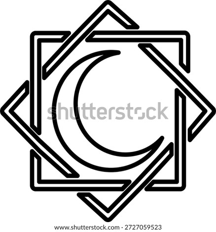 octagram with crescent moon vector. islamic vibes. ramadhan theme. flat icon design. simple islamic vector.