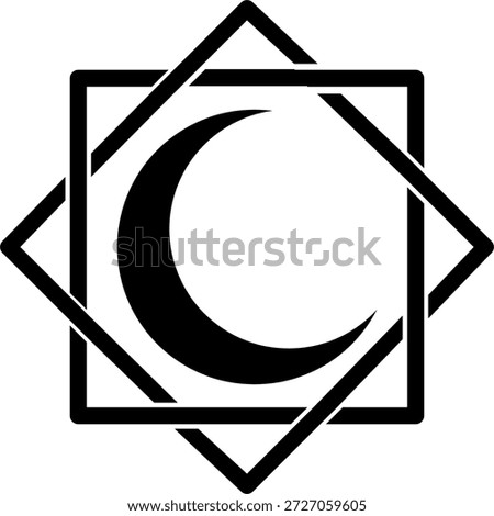 octagram with crescent moon vector. islamic vibes. ramadhan theme. flat icon design. simple islamic vector.