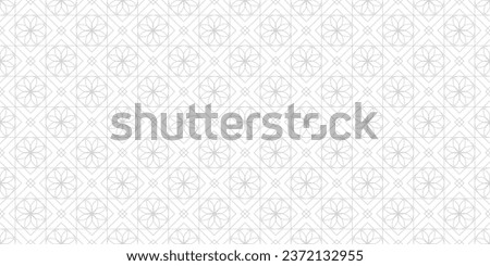 Octagram Flower Shapes Simple Line Seamless Vector Geometric Pattern Background
