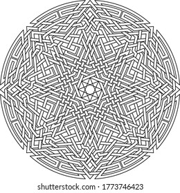 Octagram vector pattern with circular circle and floral geometric background inside octagon
