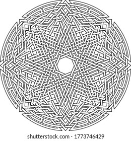 Octagram vector pattern with circular circle and floral geometric background inside octagon
