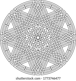 Octagram vector pattern with circular circle and floral geometric background inside octagon