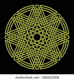 Octagram vector pattern with circular circle and floral geometric background inside octagon