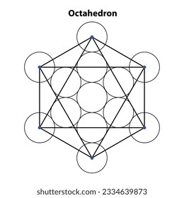 Octaheadron. Scared Geometry Vector Design Elements. This is religion, philosophy, and spirituality symbols. the world of geometry with our intricate illustrations. in black line art.