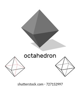 Octahedron. Geometric shape. Isolated on white background.Vector illustration.