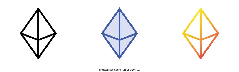 octahedron icon. Linear, Blue Fill and Gradient Style Design Isolated On White Background