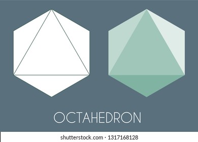 Octahedron Platonic solid. Sacred geometry 3d illustration