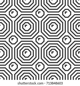 Octahedron tile. Geometric seamless pattern in line style. Vector illustration for minimalistic design. Abstract background.