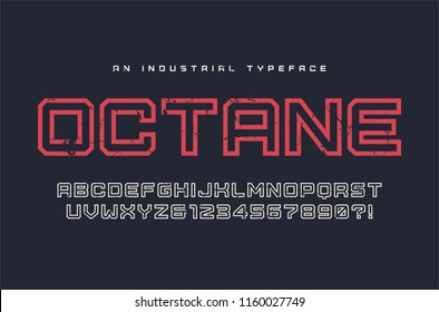 Octane vector display typeface, font, alphabet, typography. Global swatches.