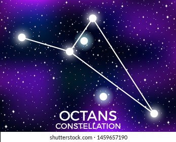 Octans constellation. Starry night sky. Cluster of stars and galaxies. Deep space. Vector illustration