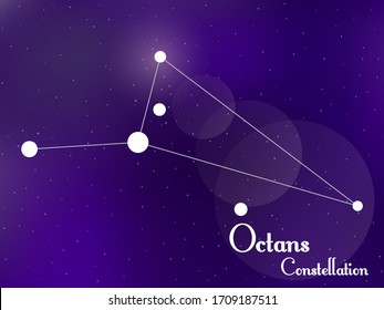 Octans constellation. Starry night sky. Cluster of stars, galaxy. Deep space. Vector illustration