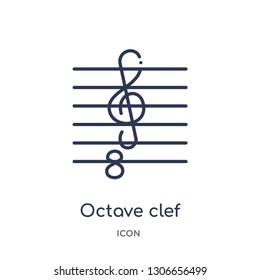 octave clef icon from music and media outline collection. Thin line octave clef icon isolated on white background.