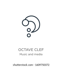 Octave clef icon. Thin linear octave clef outline icon isolated on white background from music and media collection. Line vector sign, symbol for web and mobile