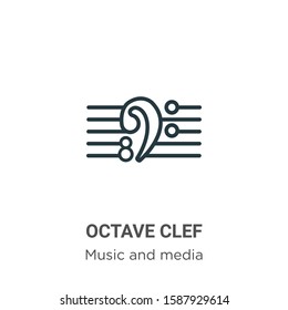 Octave clef outline vector icon. Thin line black octave clef icon, flat vector simple element illustration from editable music and media concept isolated on white background