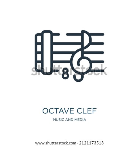 octave clef thin line icon. play, opera linear icons from music and media concept isolated outline sign. Vector illustration symbol element for web design and apps.